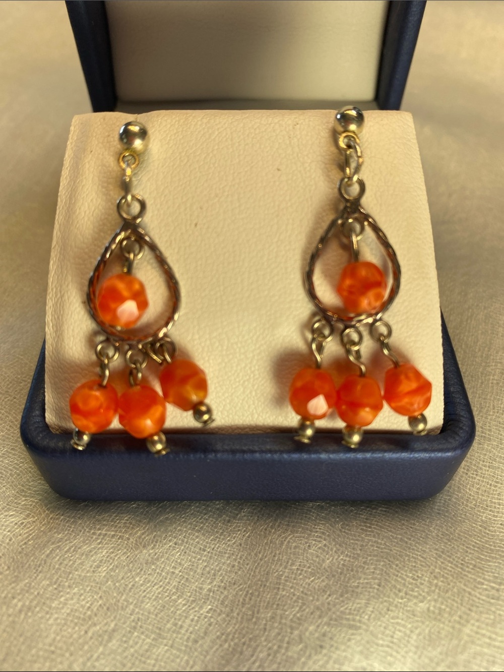 Coral Bead Drop Earrings